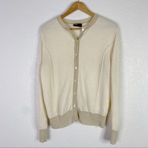 Go Lite Cream 100% Merino Wool Cardigan Sweater